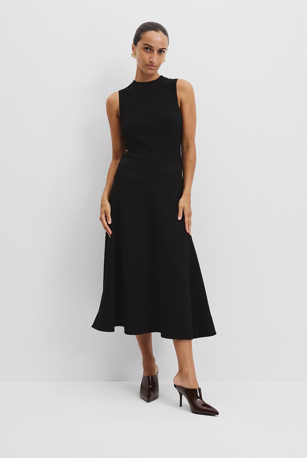 Fit-and-Flare Midi Skirt