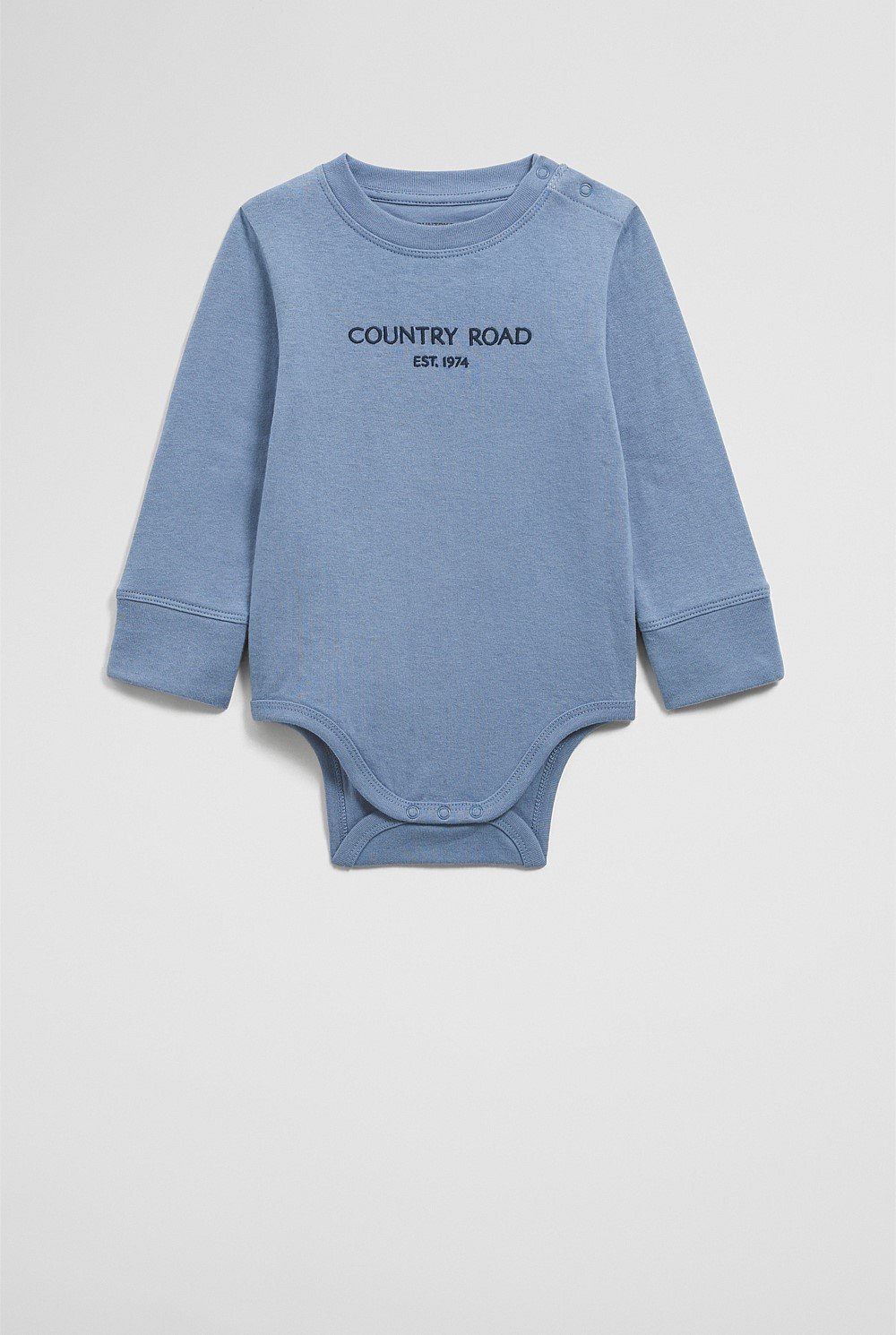 Organically Grown Cotton Contrast Logo Long Sleeve Bodysuit