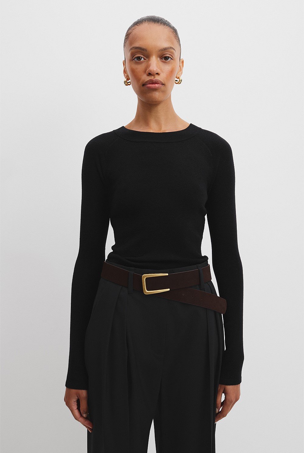 Australian Merino Wool Silk Long Sleeve Knit