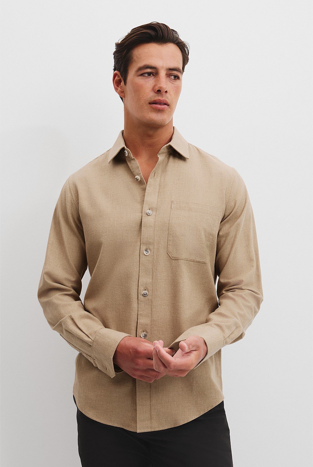 Regular Fit Brushed Good Earth Cotton Twill Shirt