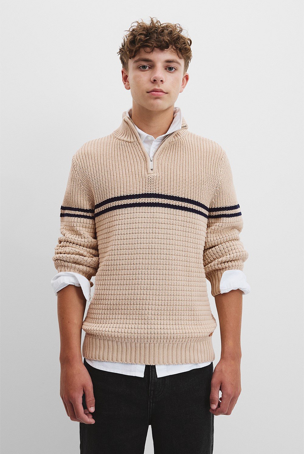 Teen Australian Cotton Half Zip Knit