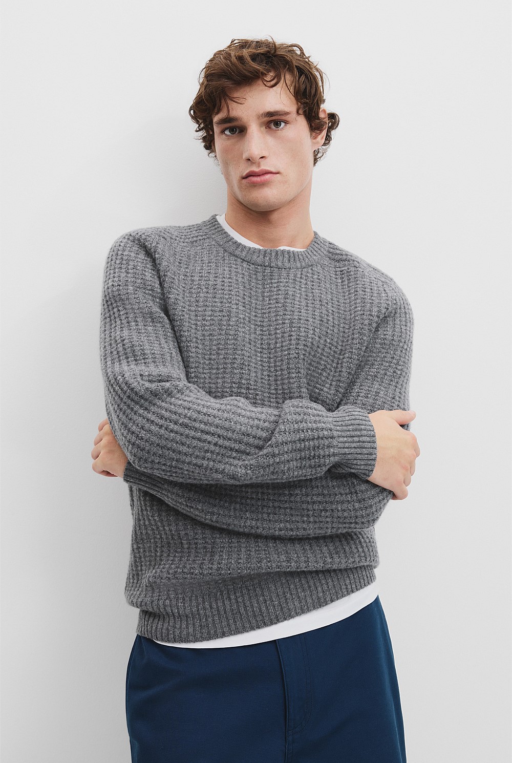 Textured Wool Crew Neck Knit