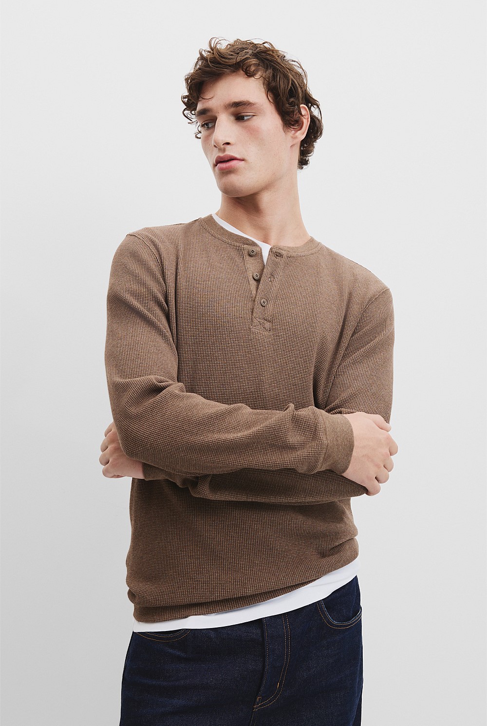 Australian Cotton Waffle Henley