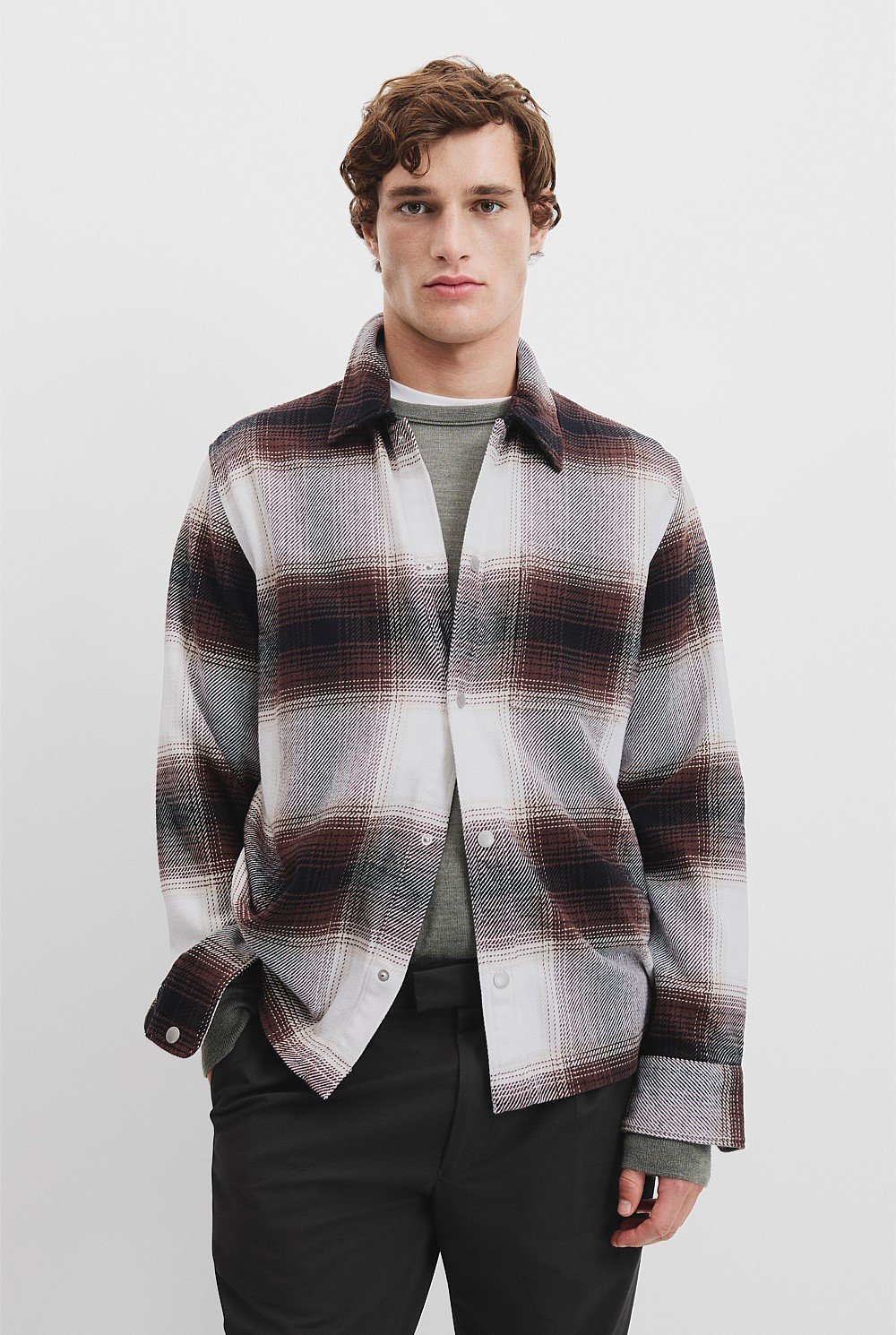 Organically Grown Cotton Brushed Check Overshirt