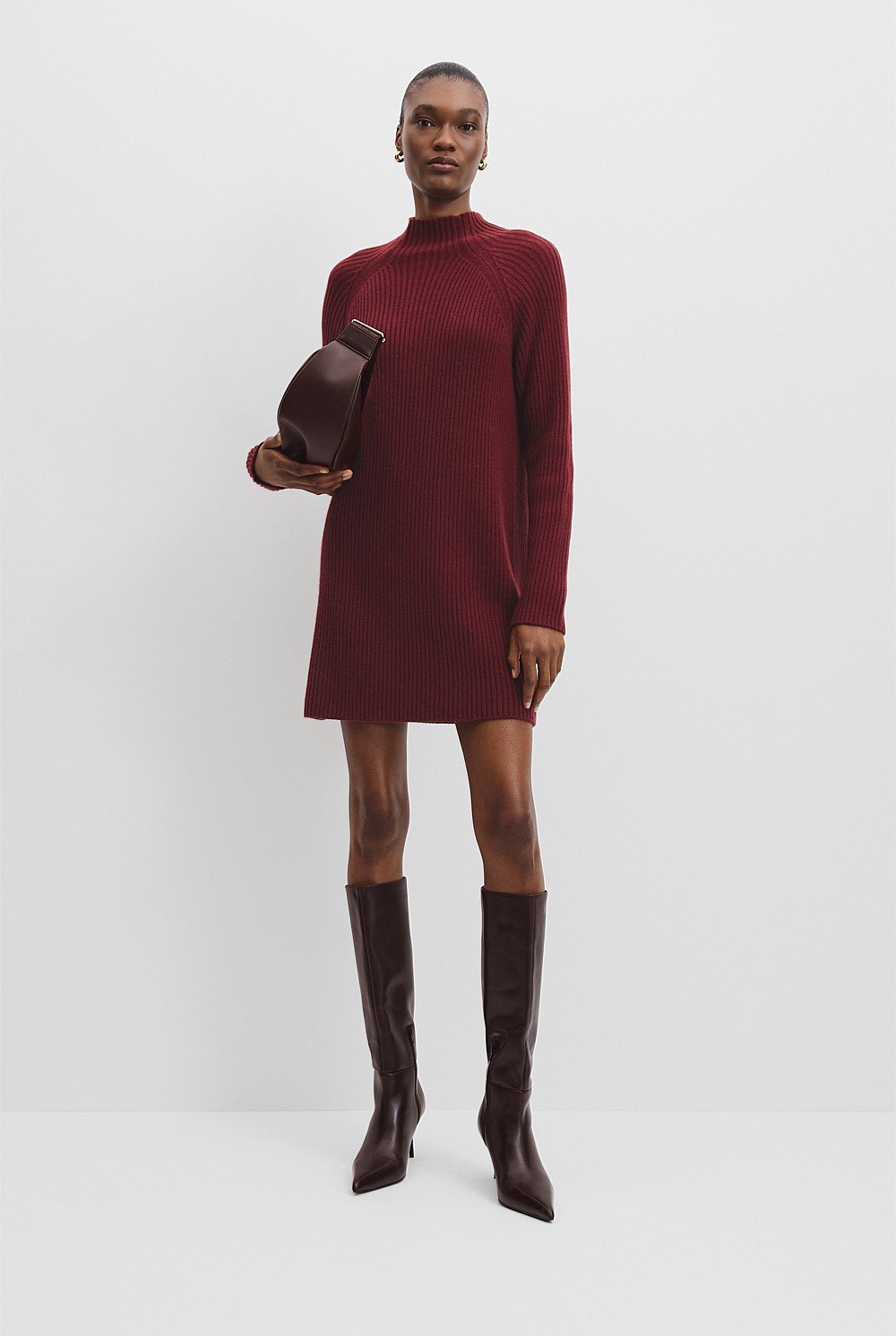 Organically Grown Cotton Blend Knit Mini Dress