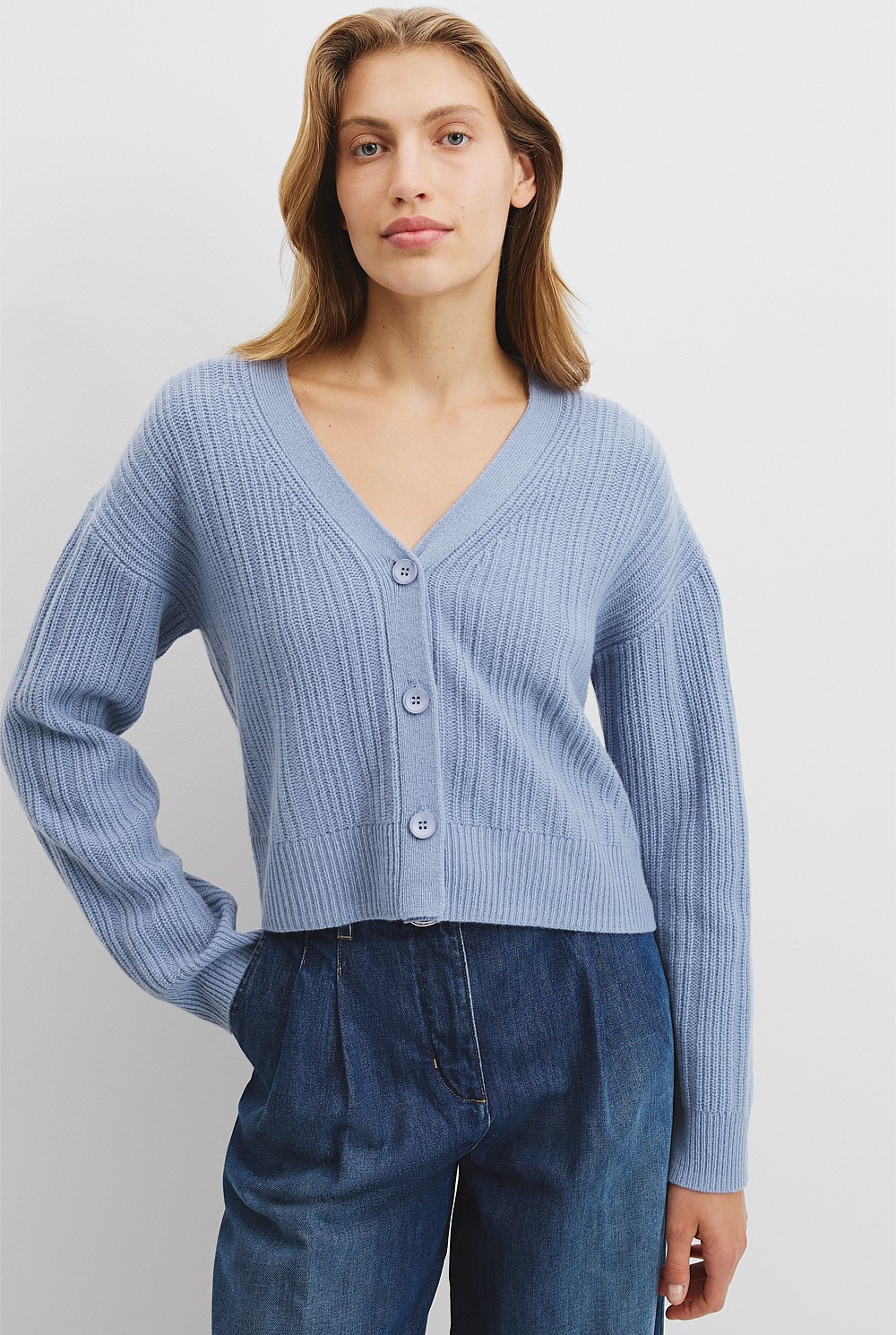 Australian Merino Wool Rib Knit Cardigan