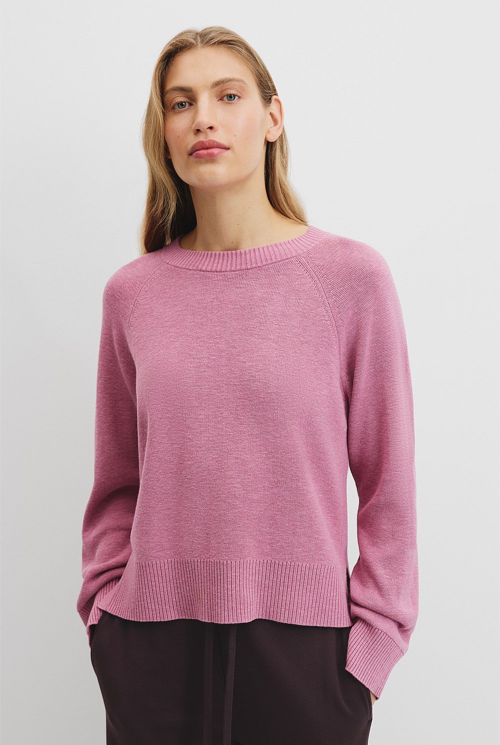 Organically Grown Cotton Linen Crew Knit