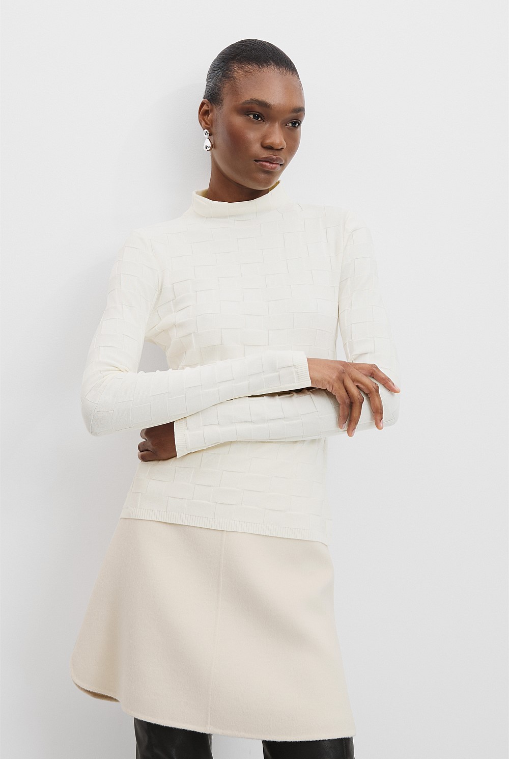 Basketweave Long Sleeve Knit