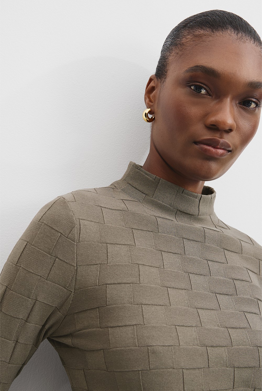 Basketweave Long Sleeve Knit