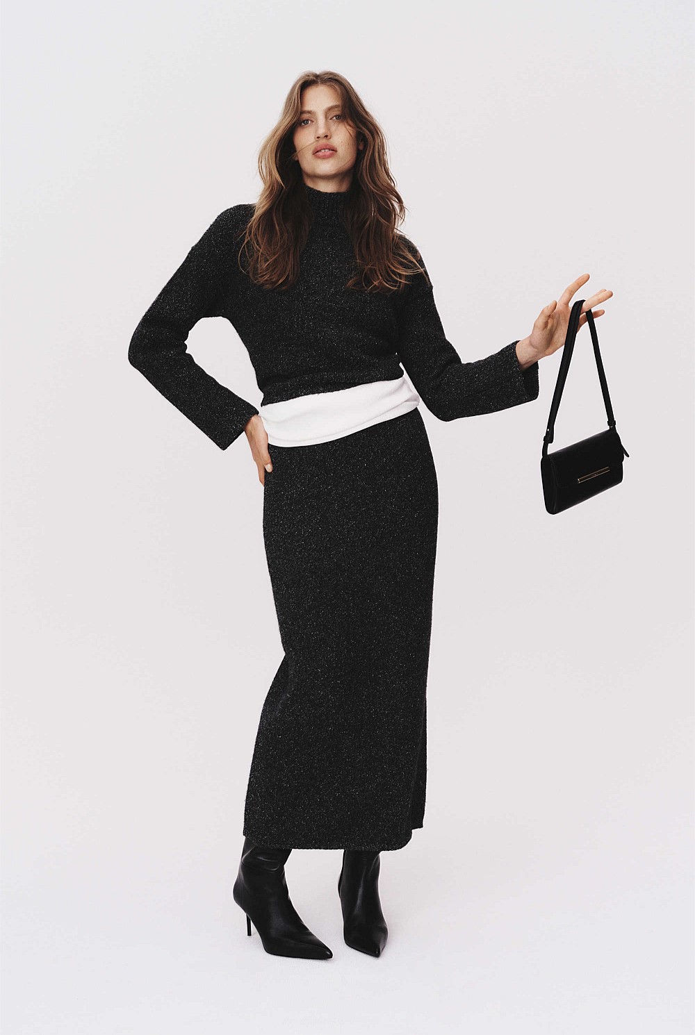 Melange Mock Neck Knit