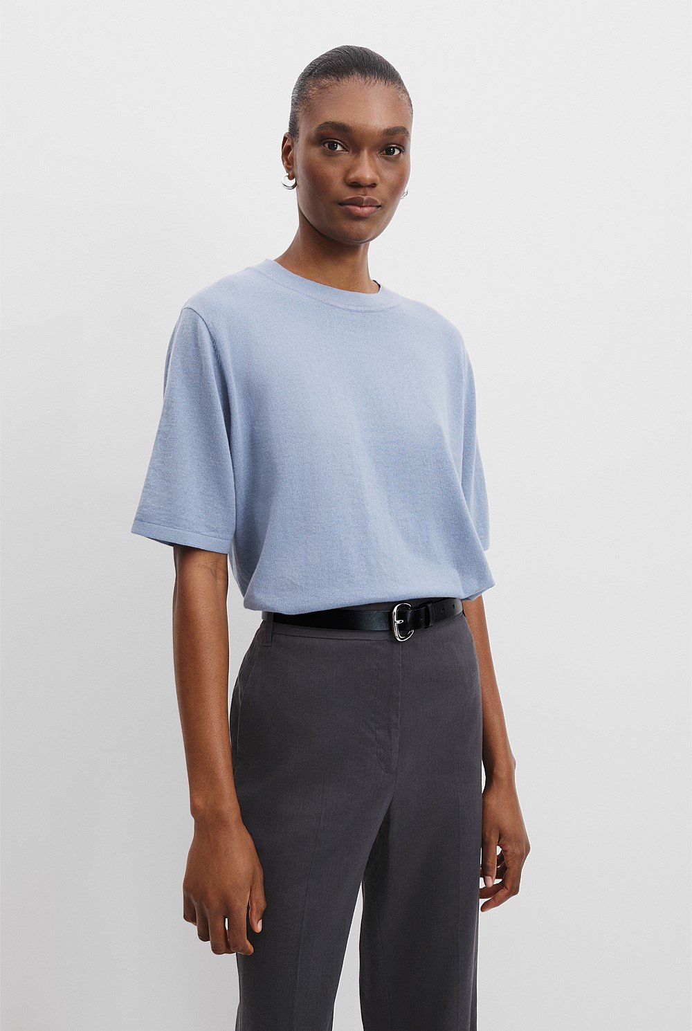 Organically Grown Cotton Cashmere Blend Knit T-Shirt