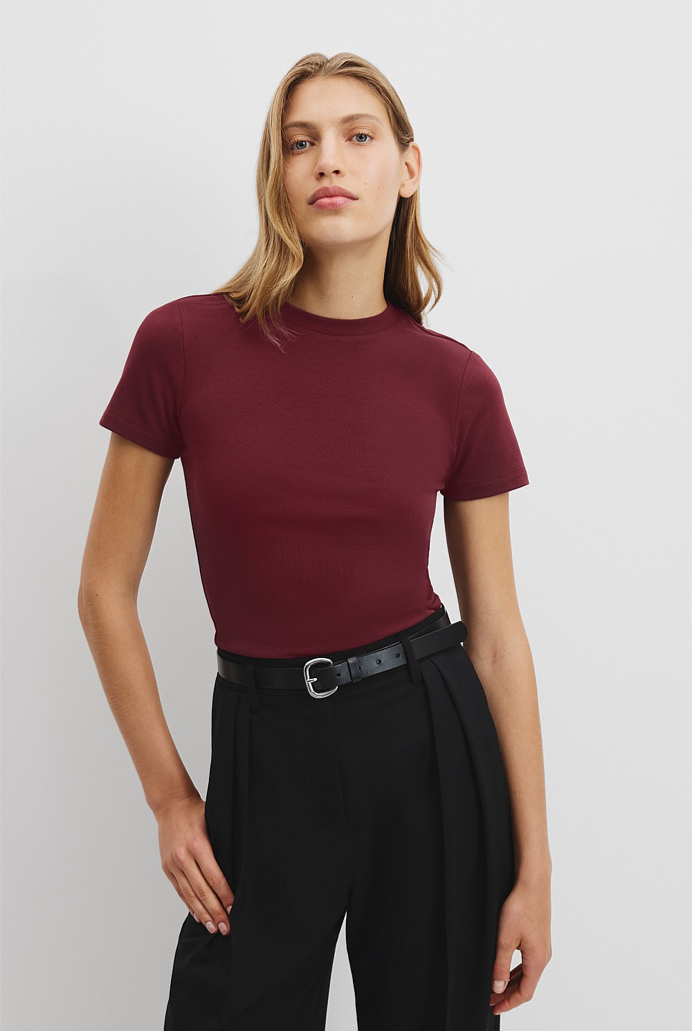 Australian Cotton Blend Fitted T-Shirt
