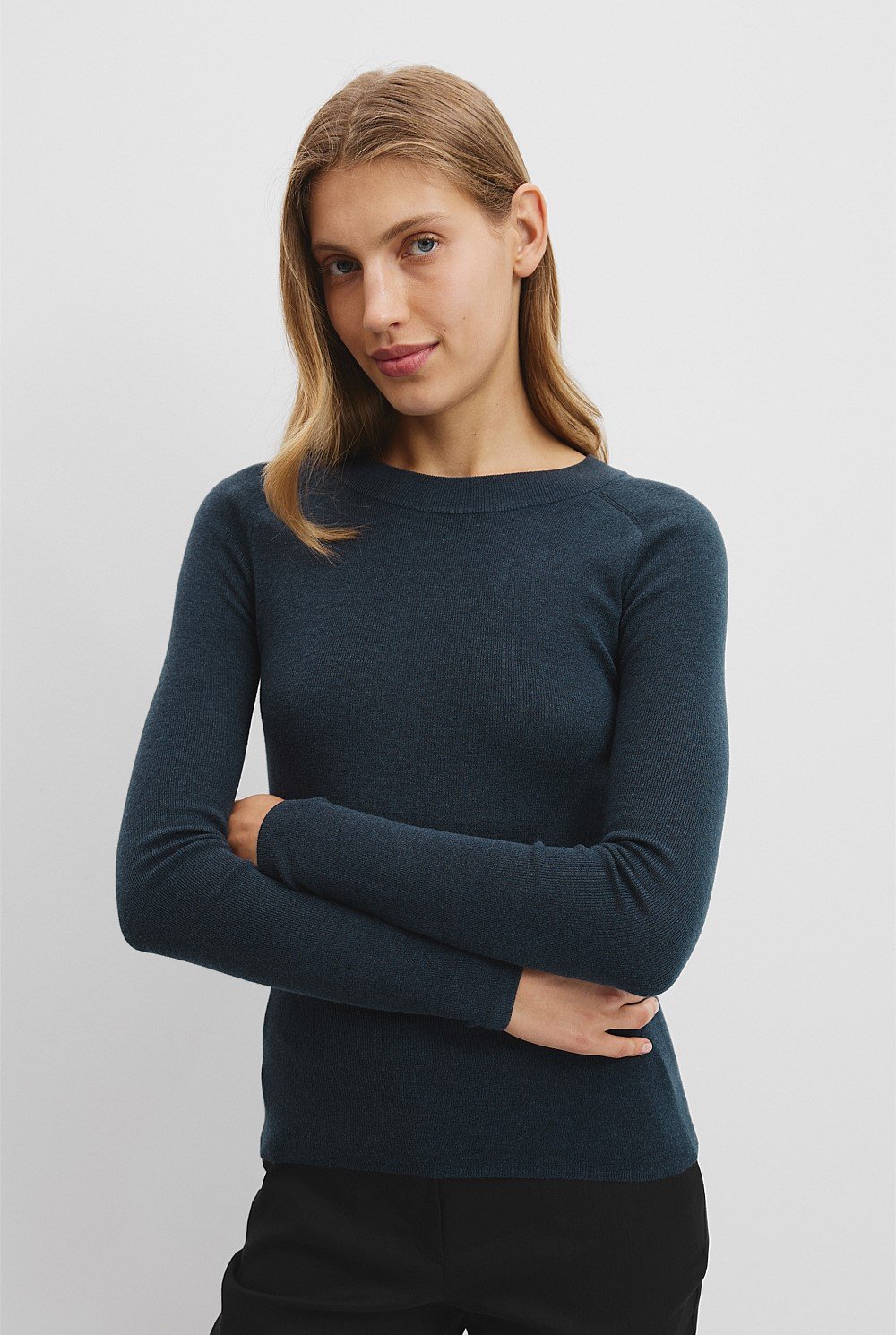 Australian Merino Wool Silk Long Sleeve Knit