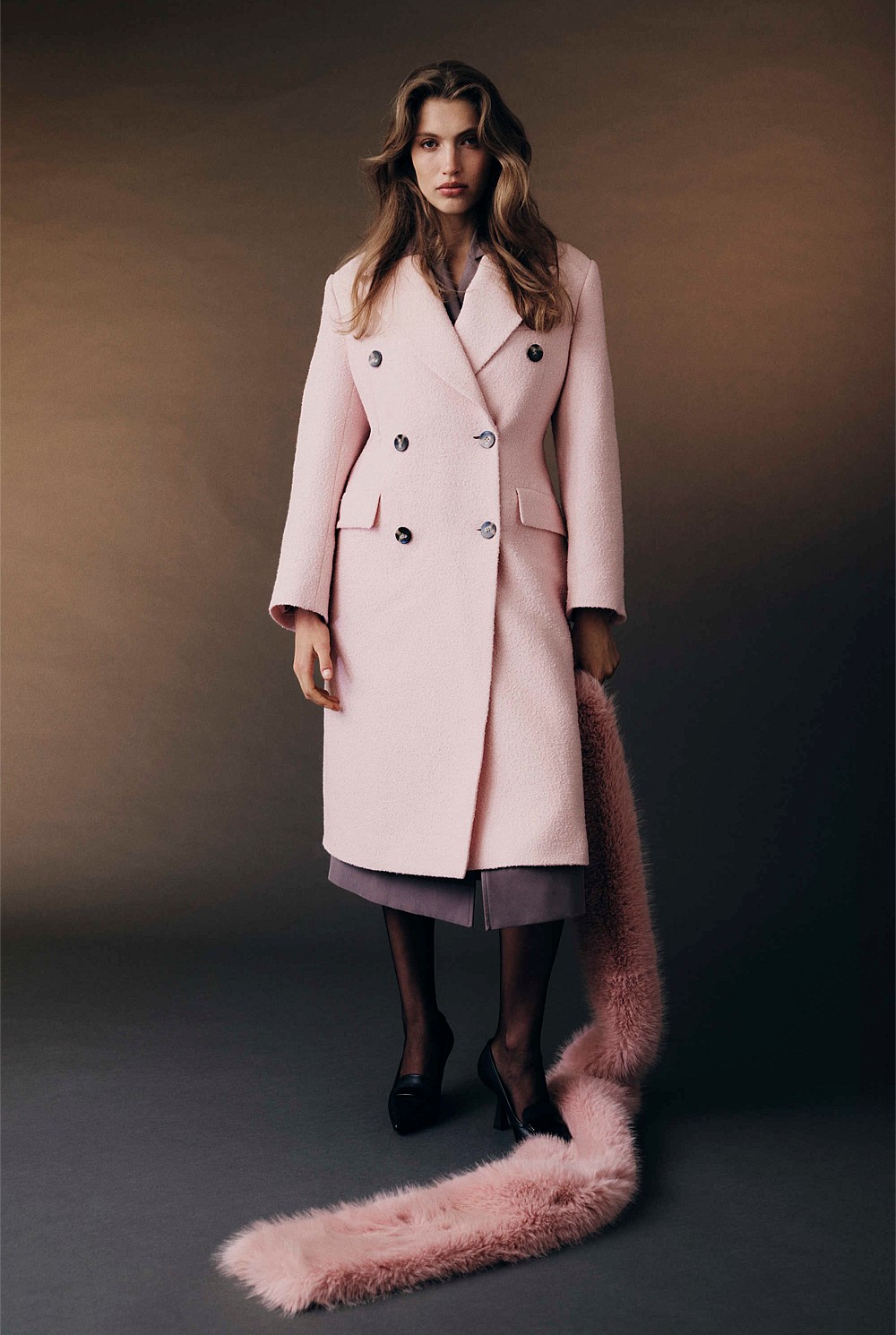 Double-Breasted Boucle Coat