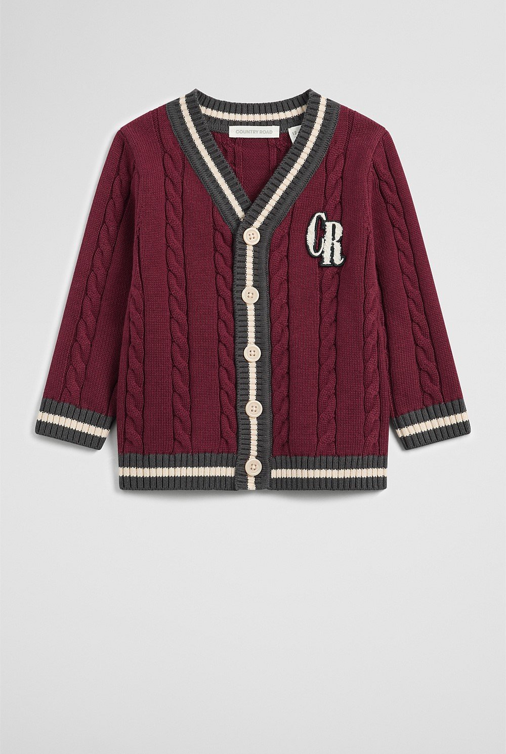 Organically Grown Cotton Varsity Cardigan