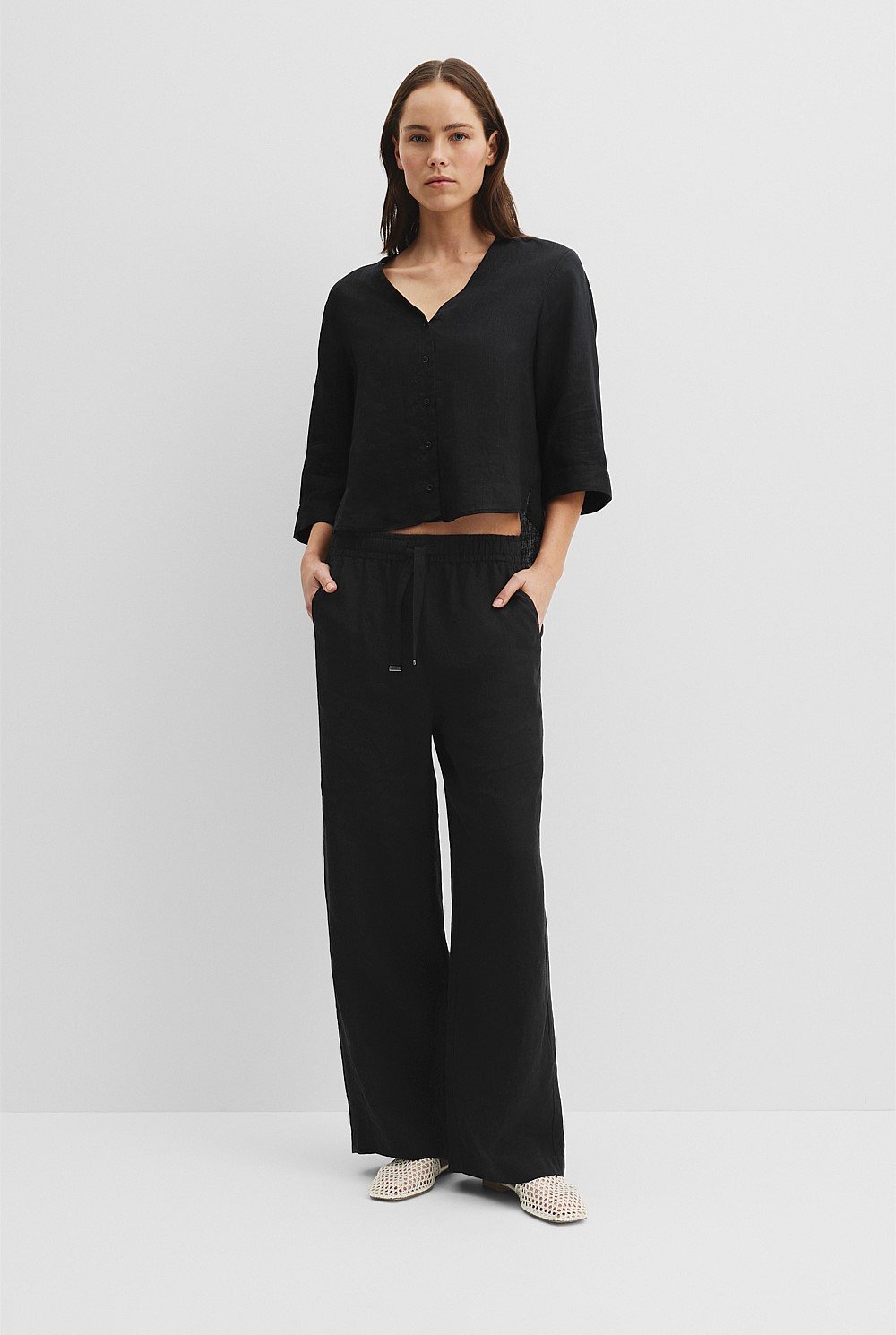 Tie Detail Linen Pant