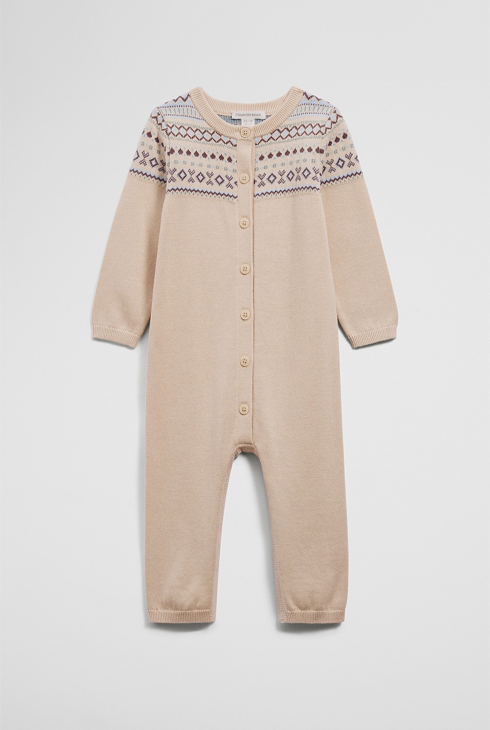 Organically Grown Cotton Fair Isle Knit Jumpsuit