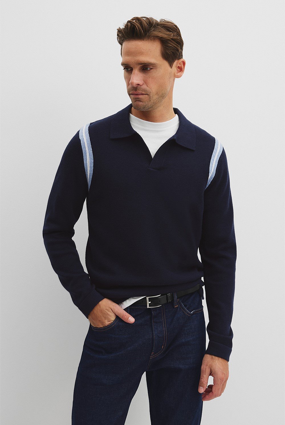 Cotton Wool Contrast Collar Polo