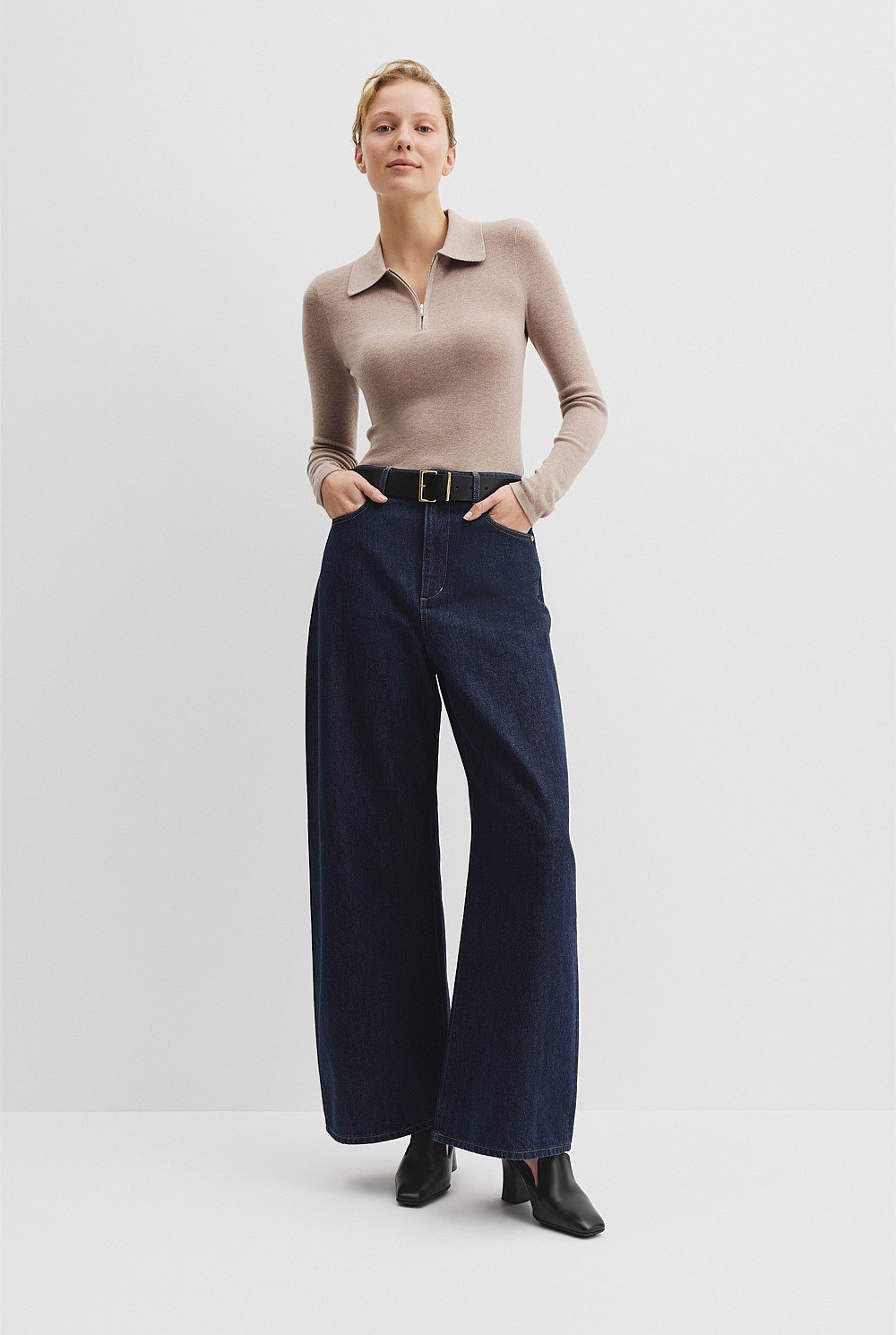 Wool Silk Collared Knit