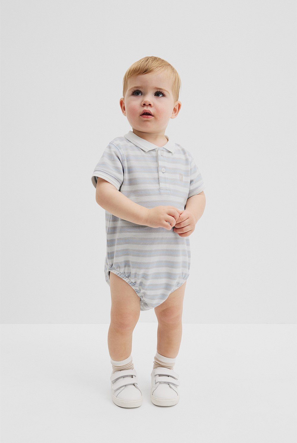 Organically Grown Cotton Stripe Polo Bodysuit
