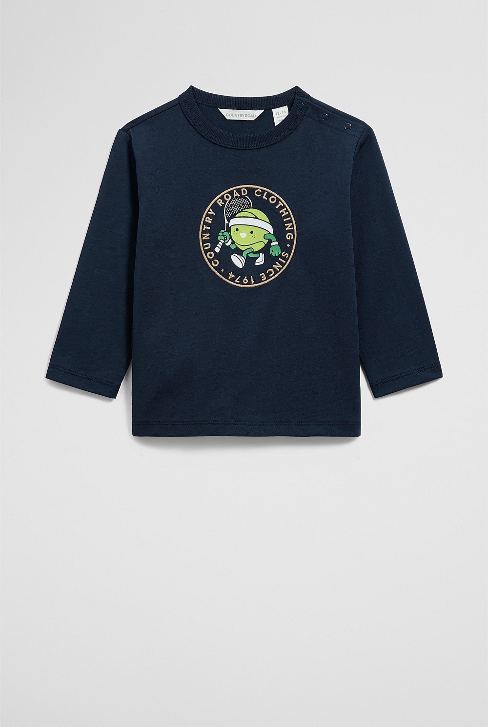 Organically Grown Cotton Long Sleeve Tennis Mascot T-Shirt
