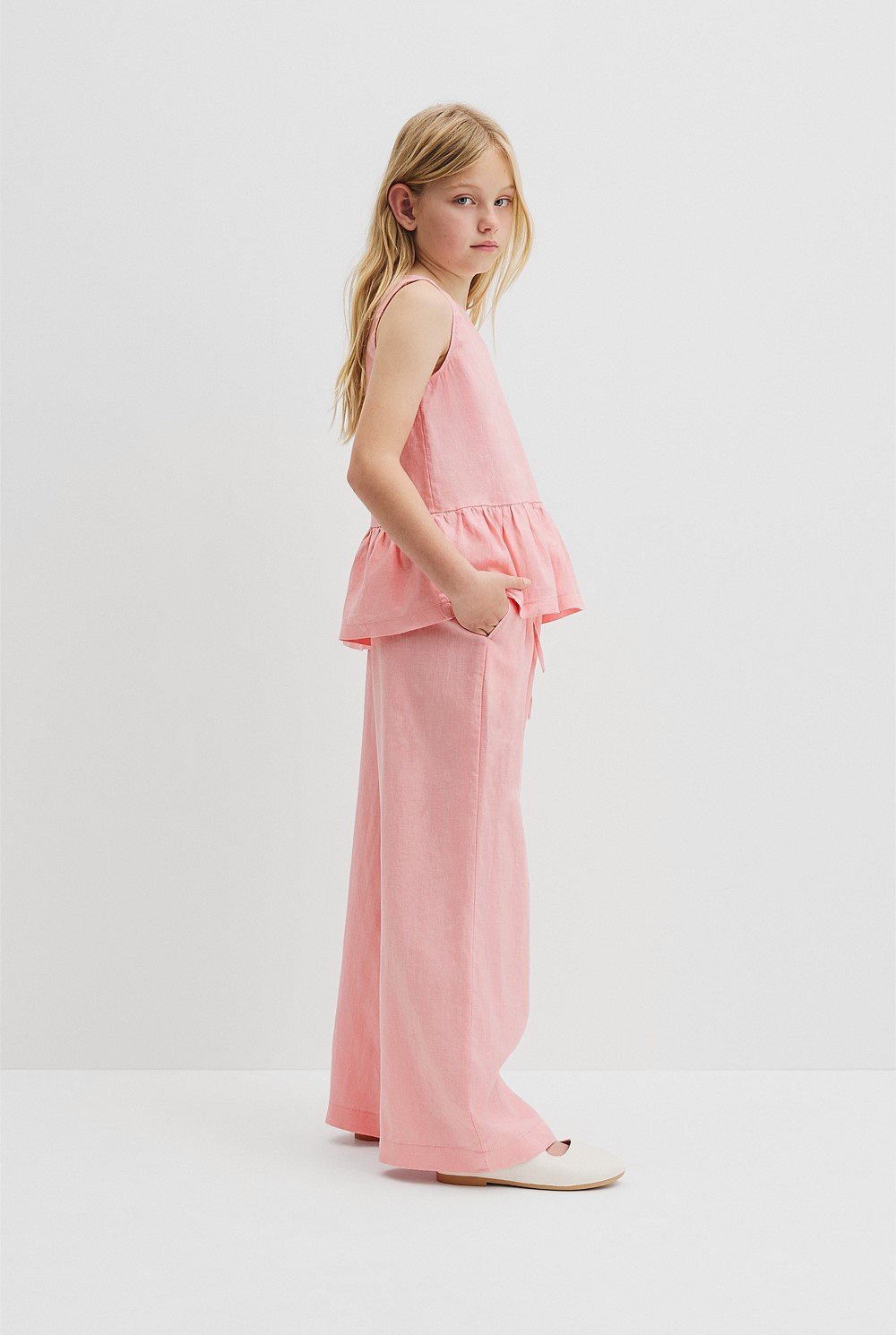Organically Grown Linen Linen Ruffle Top