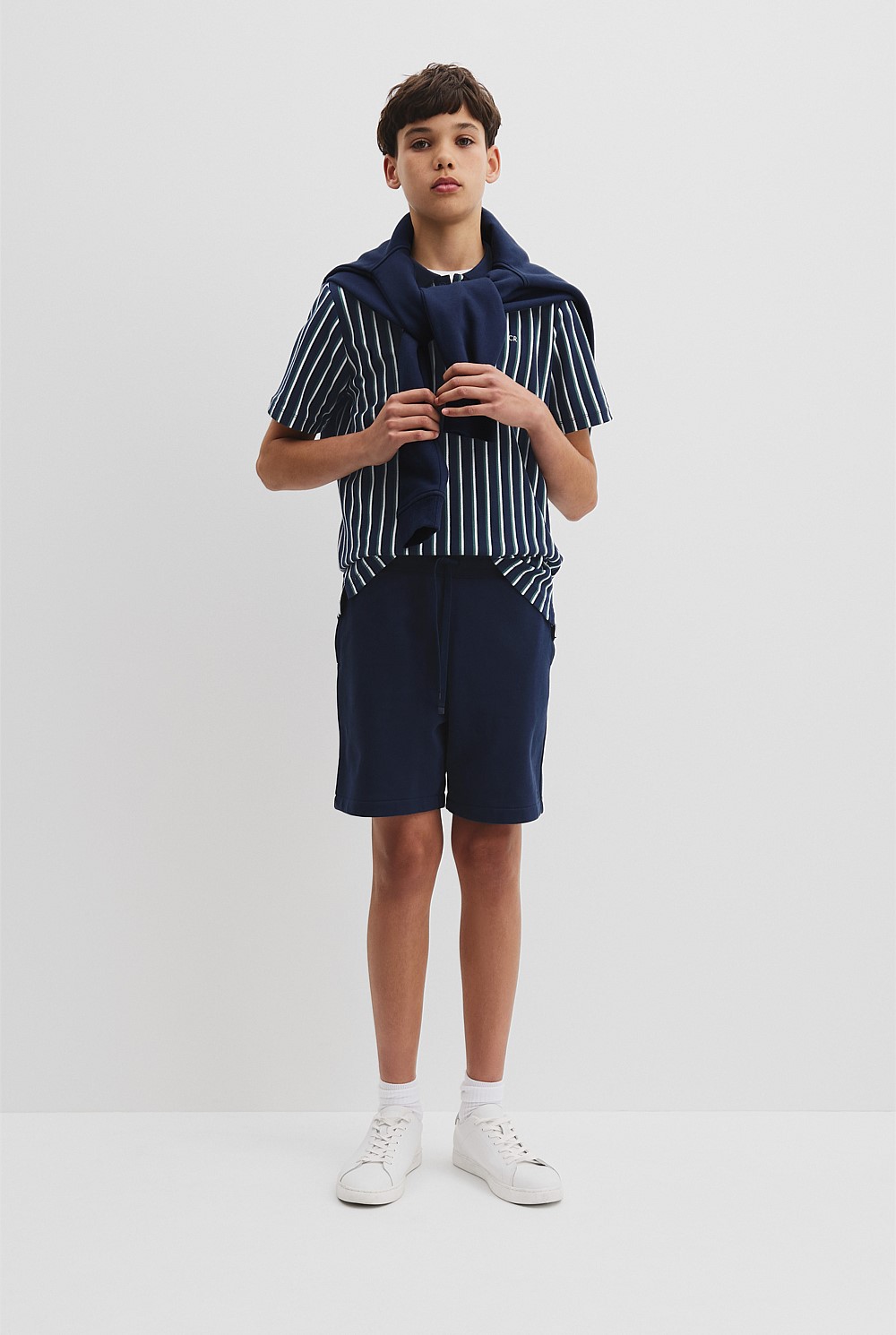 Teen Recycled Cotton Blend Vertical Stripe Polo