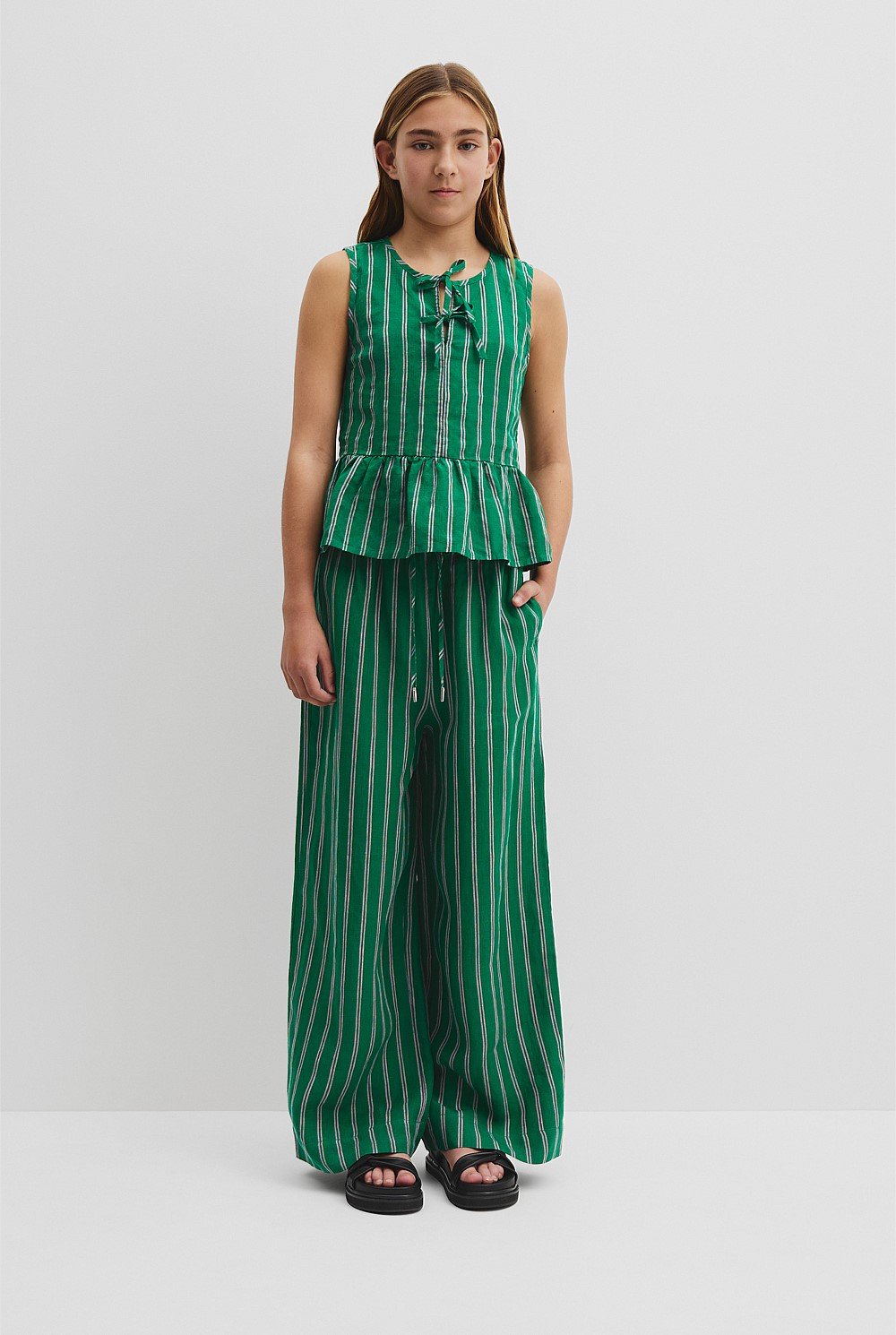 Teen Linen Peplum Top