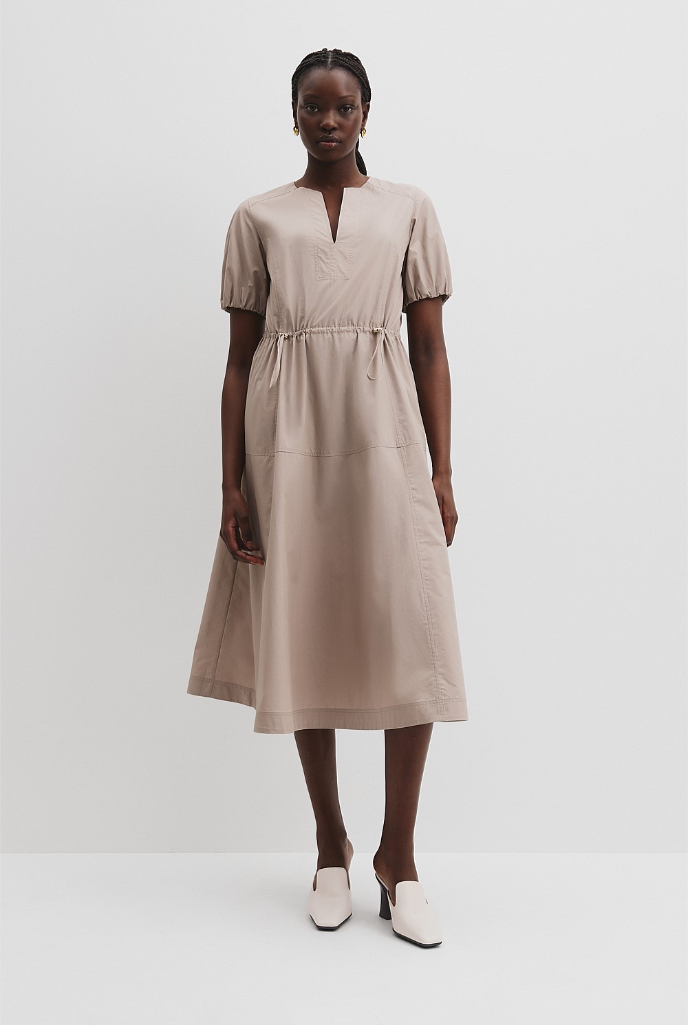 Drawcord Midi Dress