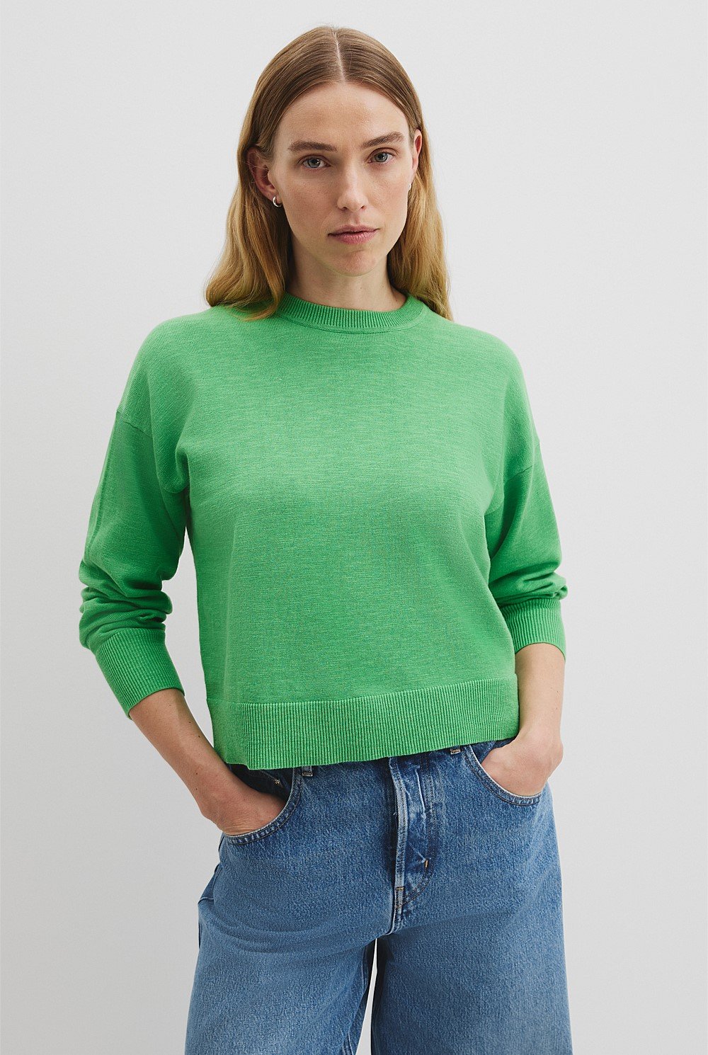 Organically Grown Cotton Linen Crew Neck Knit