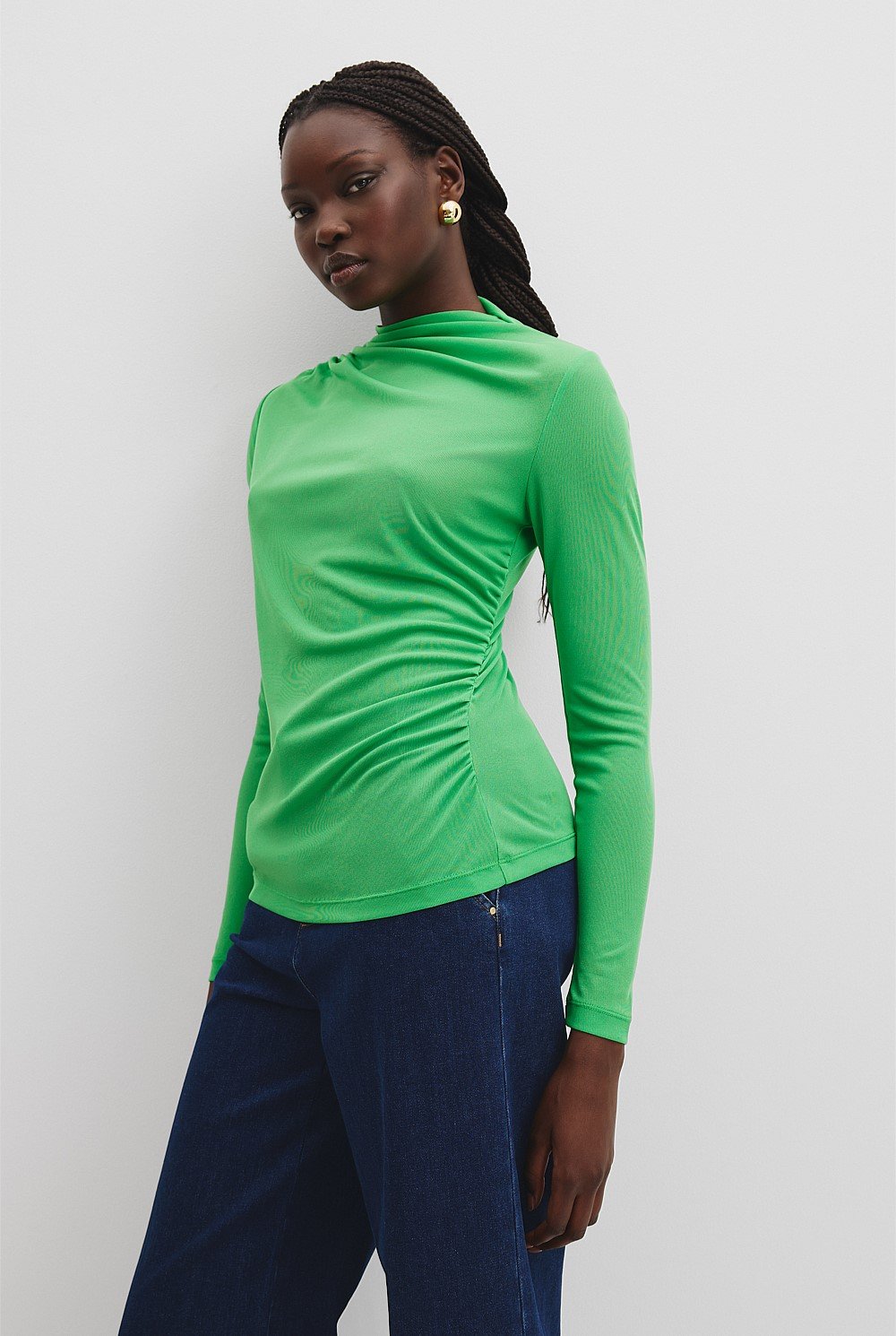 Recycled Polyester Sheer Drape Top