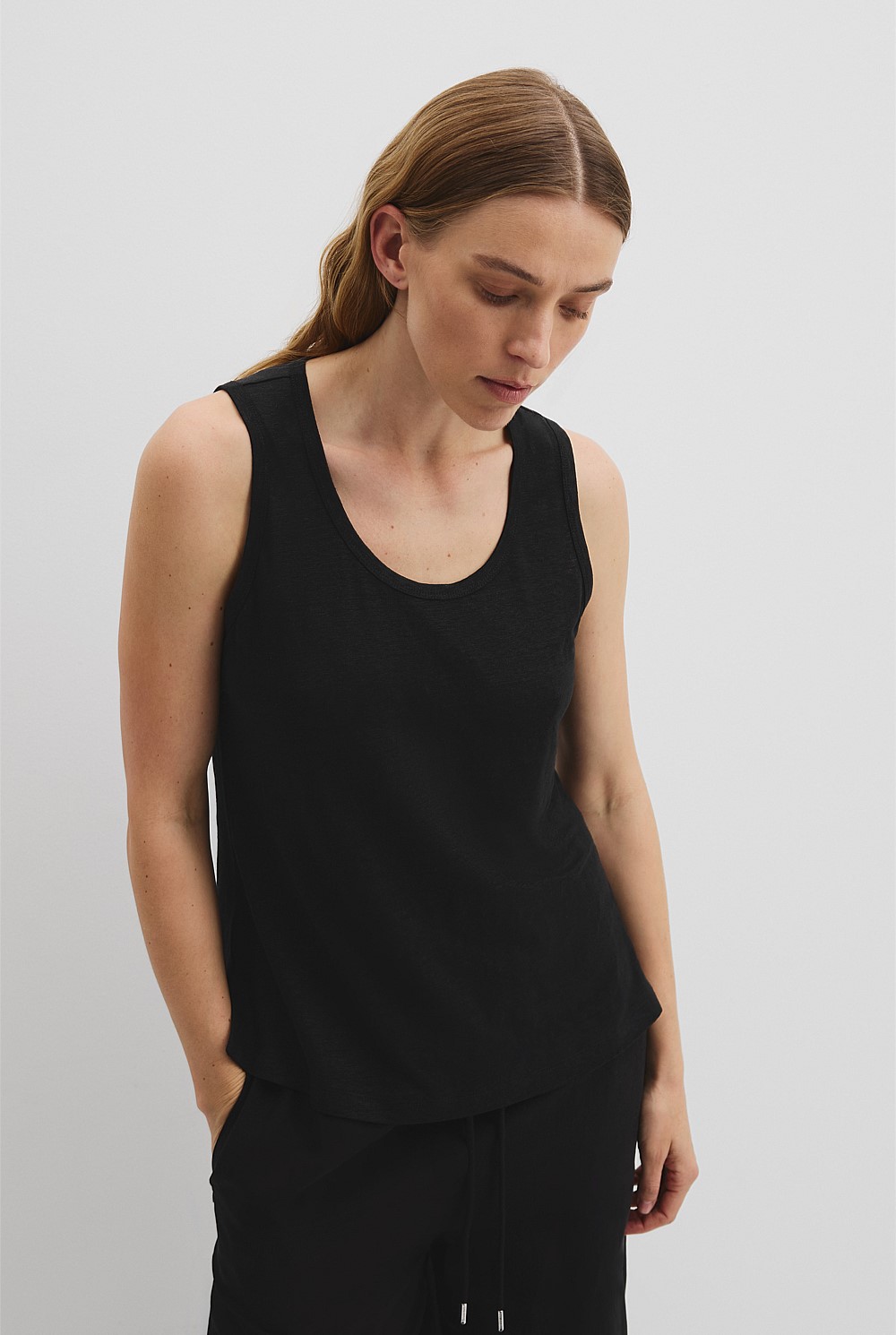 Organically Grown Linen Scoop Neck Tank