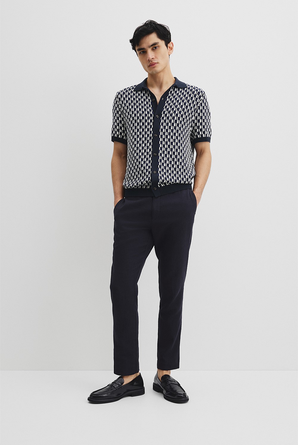 Australian Cotton Short Sleeve Geometric Knit Shirt