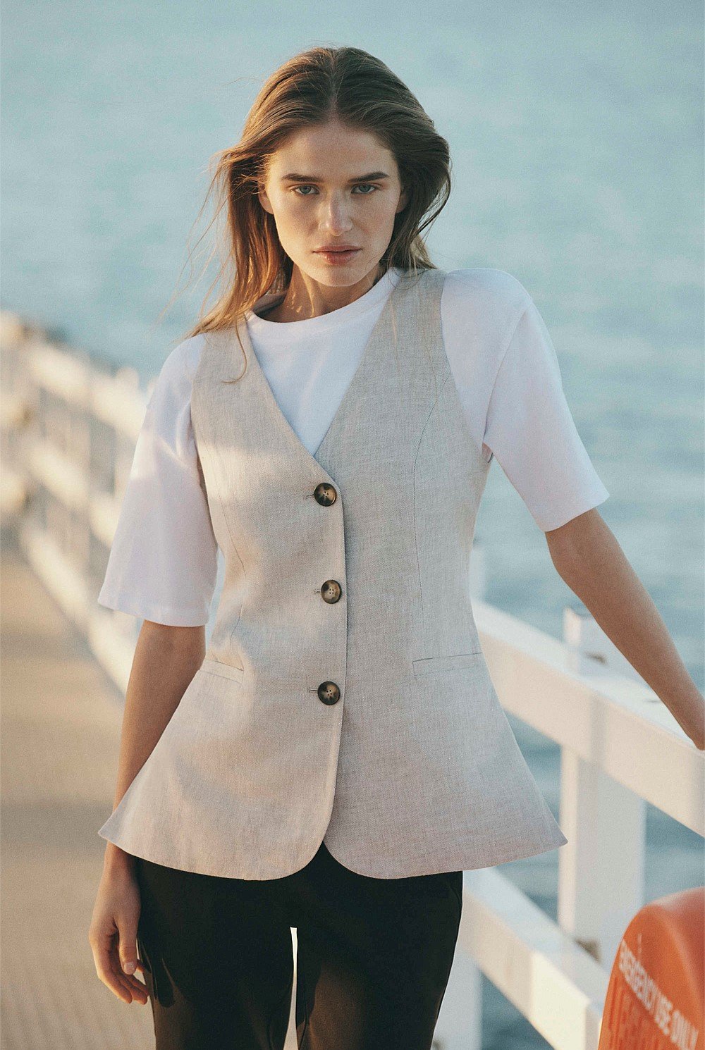 Organically Grown Linen A-Line Tailored Vest