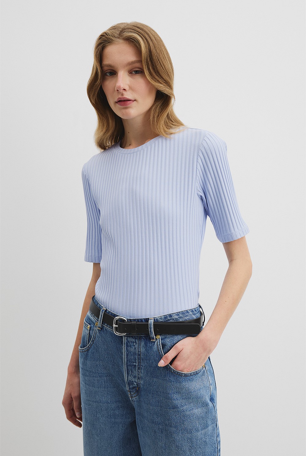 Short Sleeve Rib Cuff Tee