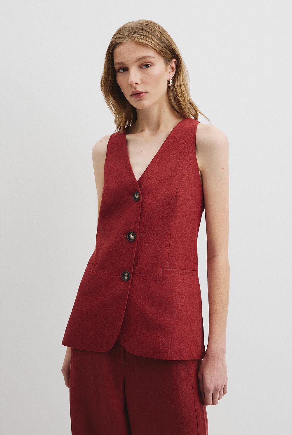 Organically Grown Linen A-Line Tailored Vest