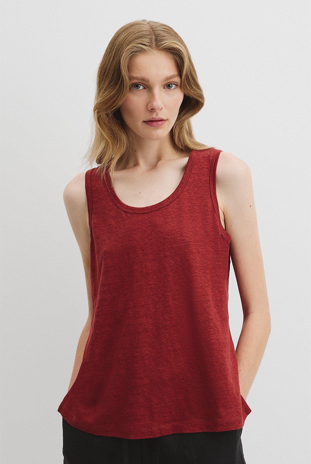 Linen Scoop Neck Tank