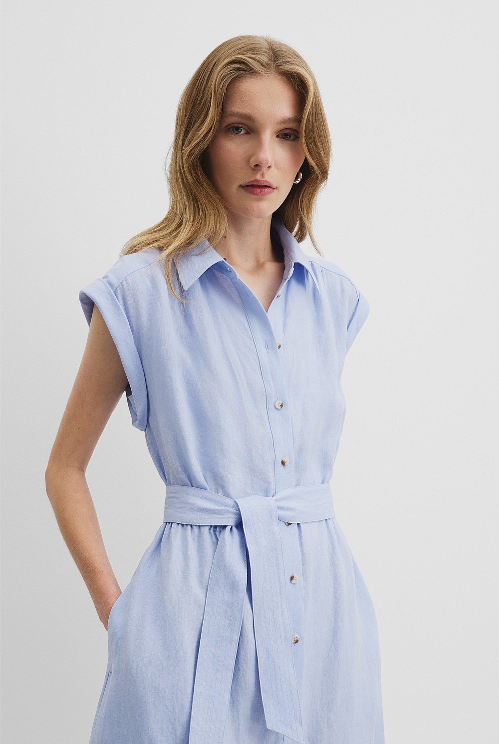 Organically Grown Linen Tiered Midi Dress