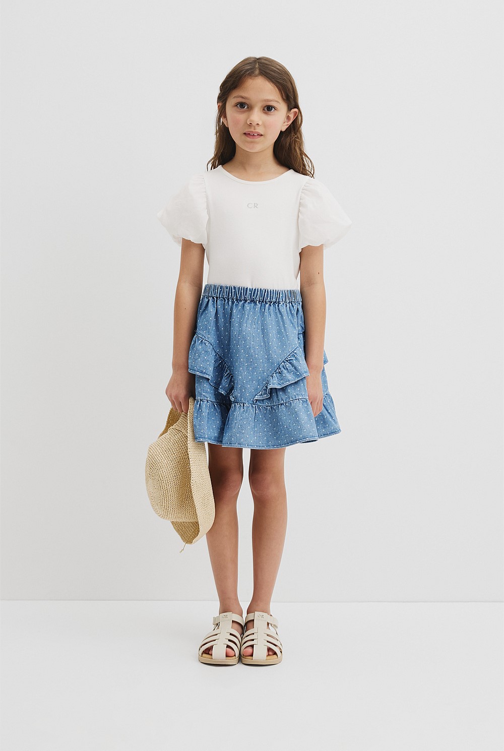 Organically Grown Cotton Frill Detail Mini Skirt