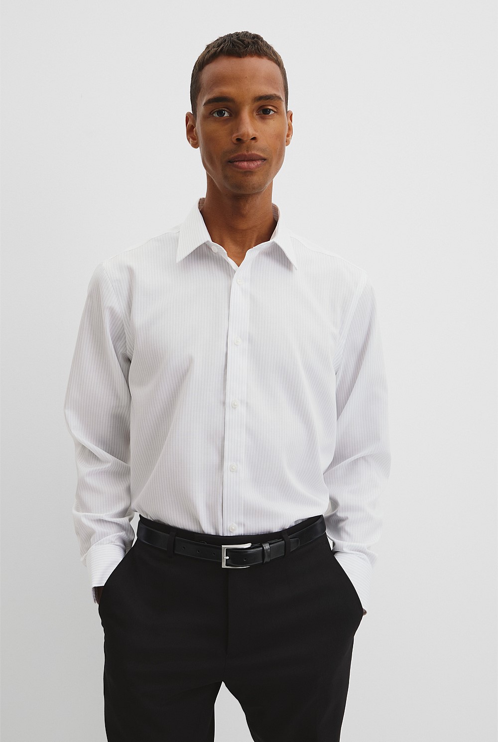 Regular Fit Stripe Travel Shirt