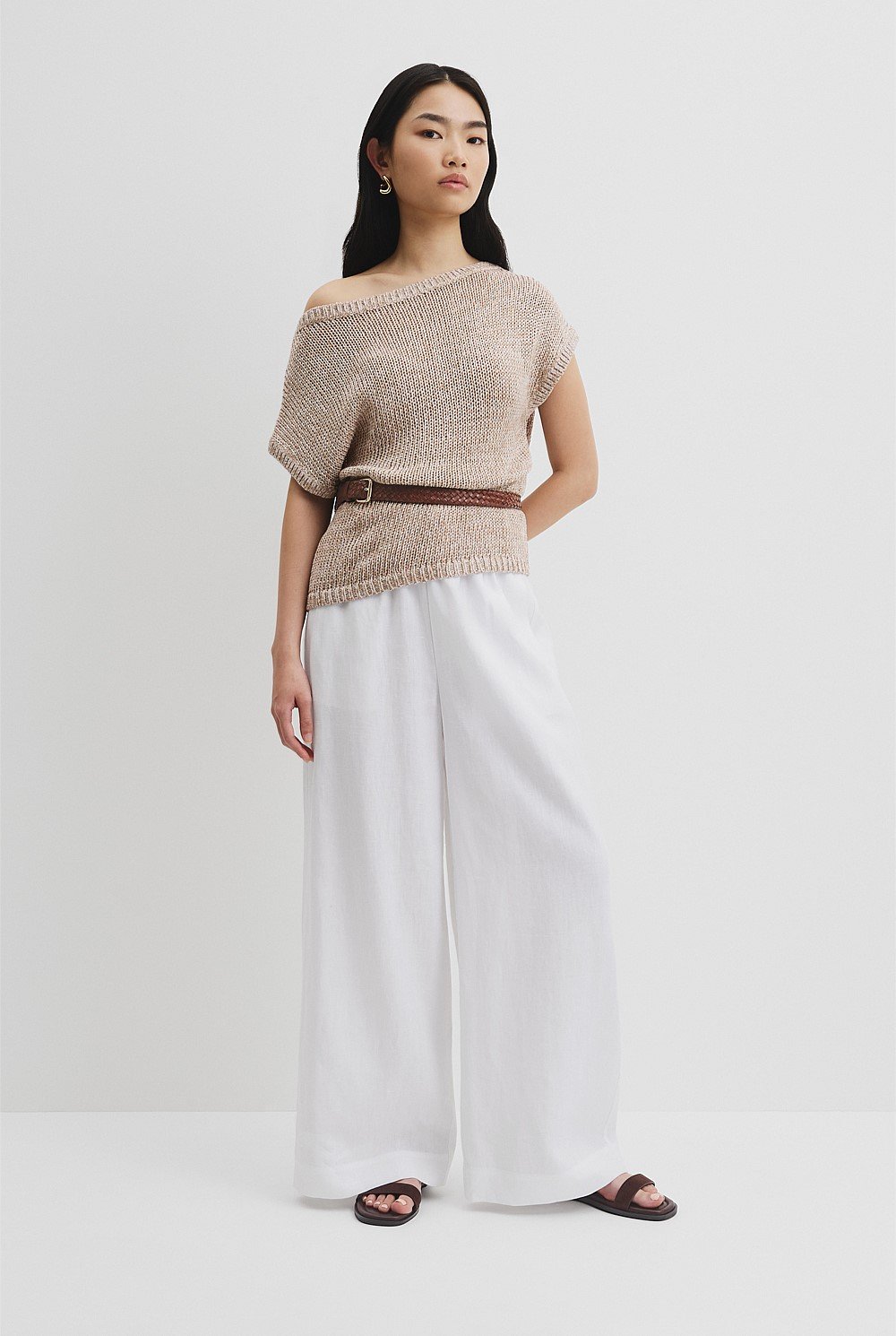 Asymmetric Tape Knit T-Shirt