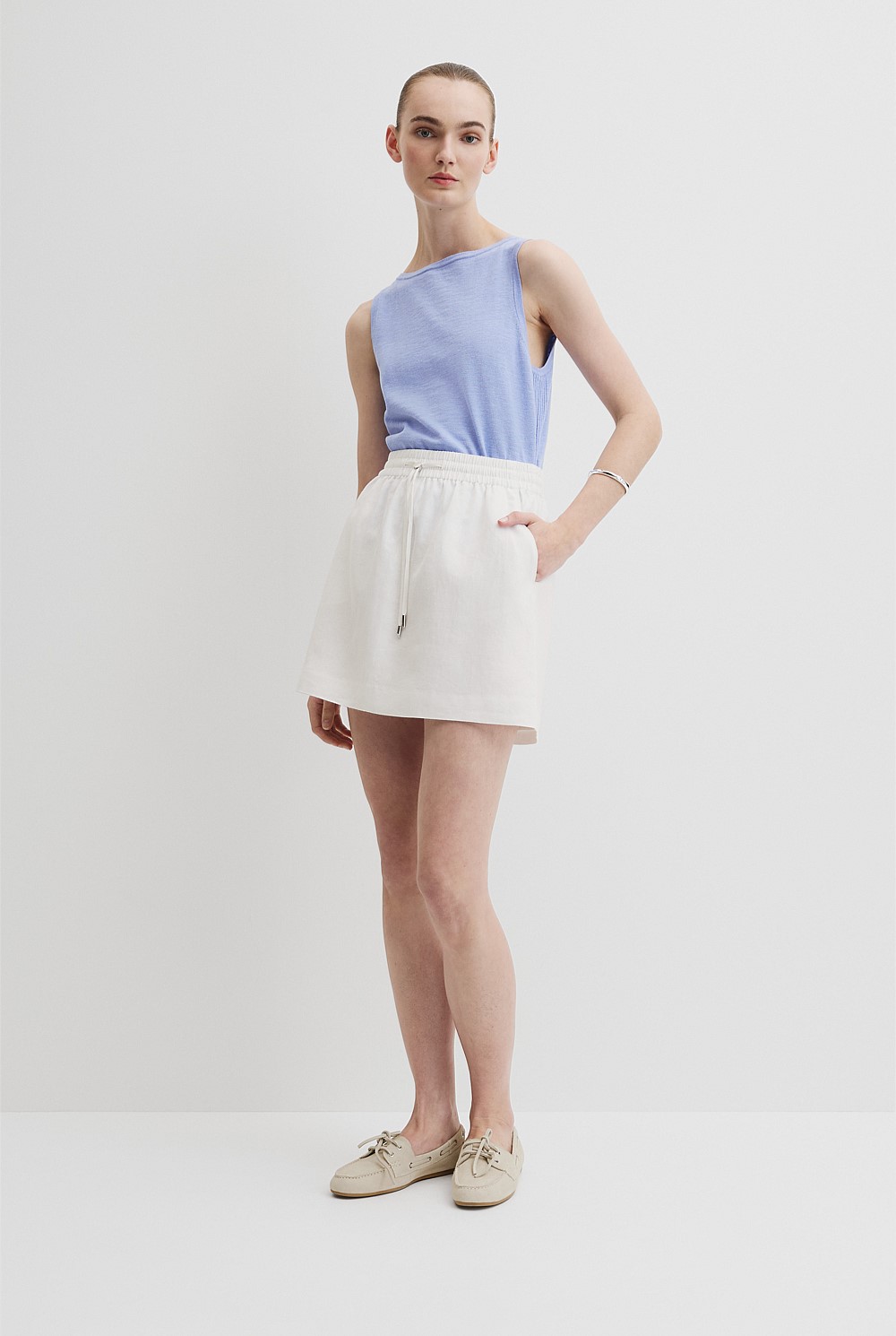 Pull On Linen Skirt