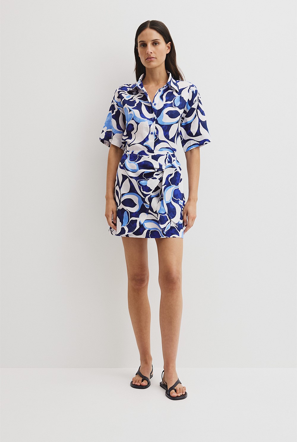 Print Mini Linen Skirt