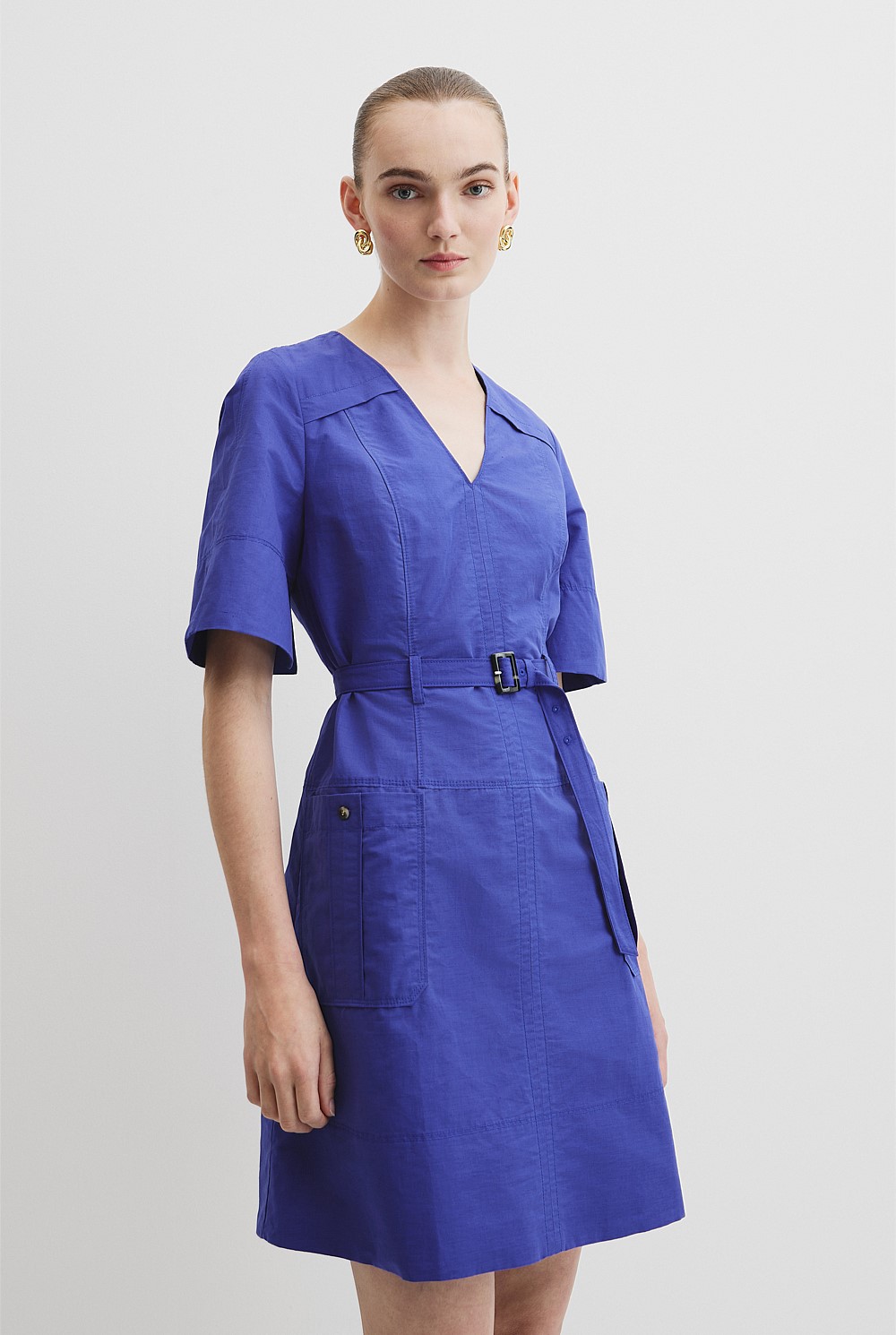 Topstitch Detail Mini Dress