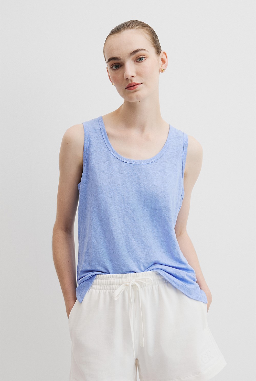 Linen Scoop Neck Tank