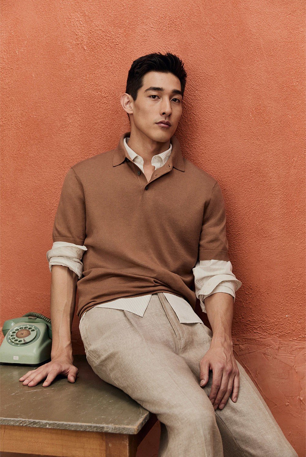 Australian Cotton Blend Silk Button Polo