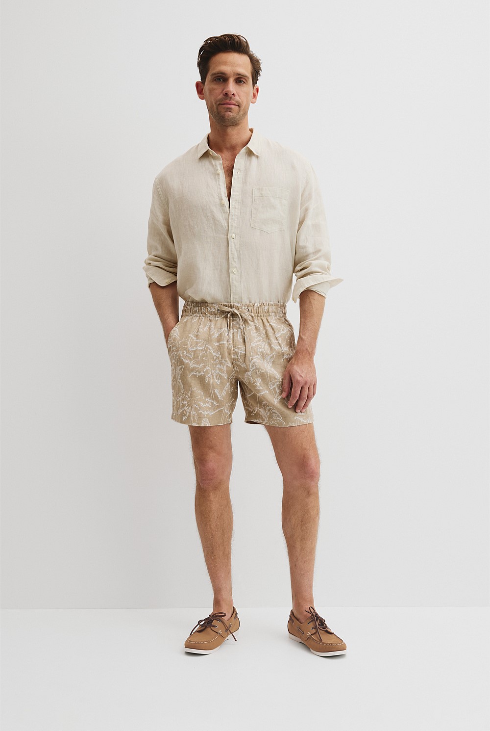 Organically Grown Linen Print 6" Drawcord Short