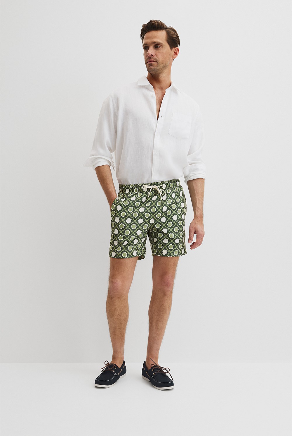 Recycled Polyester Tile Print Swim Short