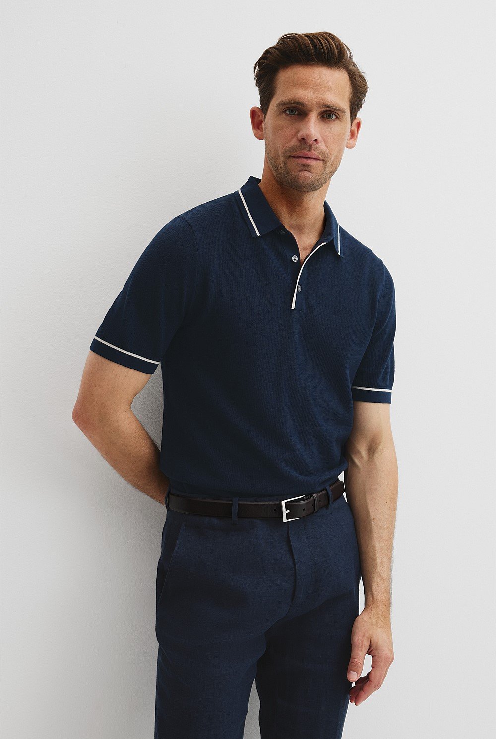 Australian Cotton Silk Tipped Knit Polo