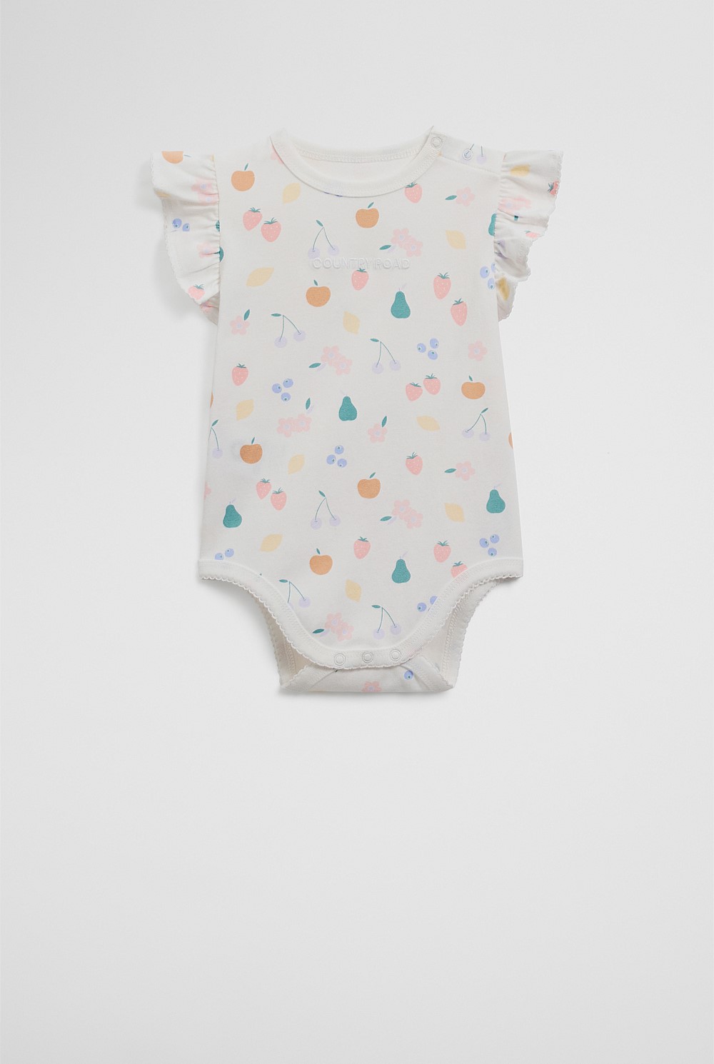 Organically Grown Cotton Frill Fruit Short Sleeve Bodysuit